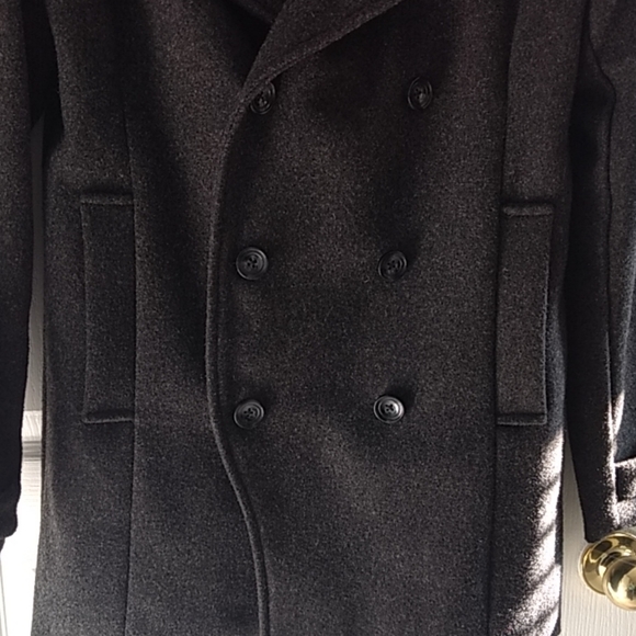 Men's Slim fit peacoat - charcoal dark grey - Picture 2 of 8